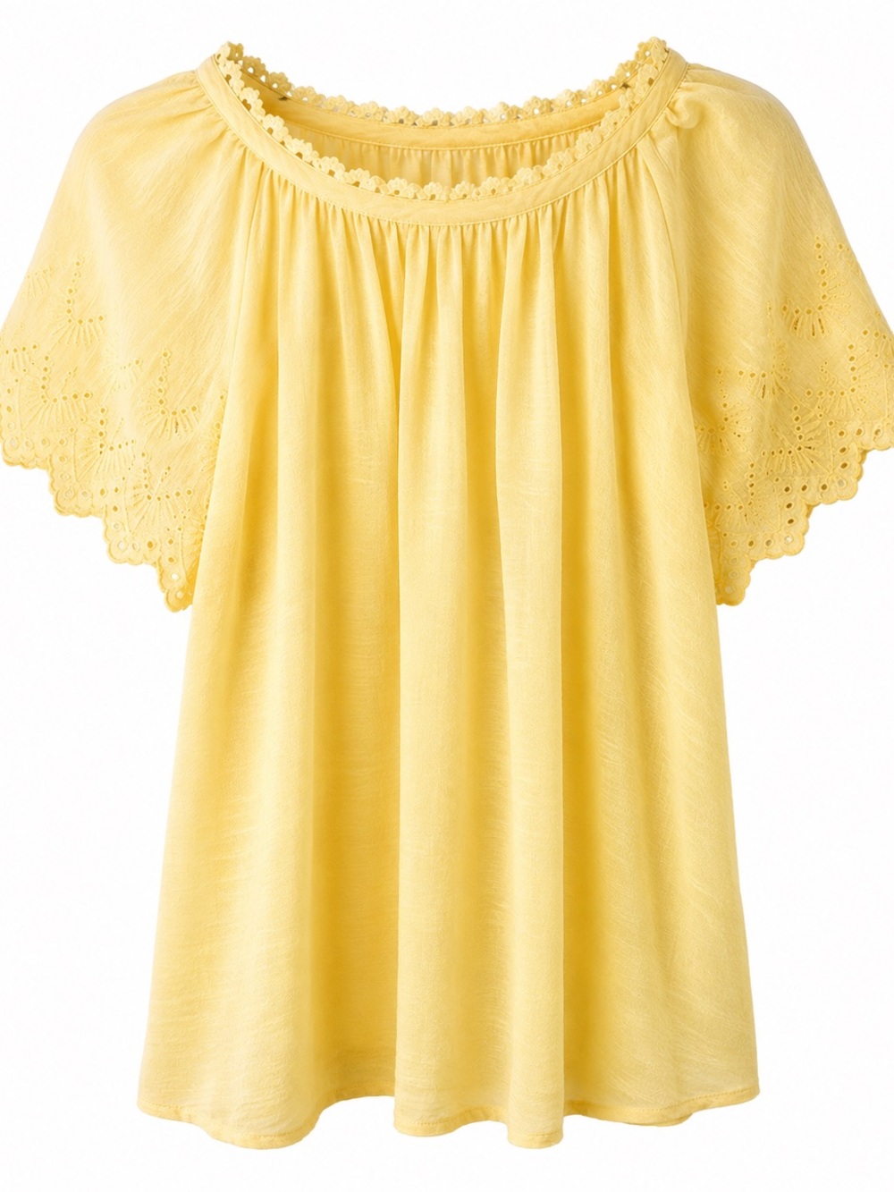 Yellow Eyelet Sleeve Blouse – Size Medium - Picture 3 of 4